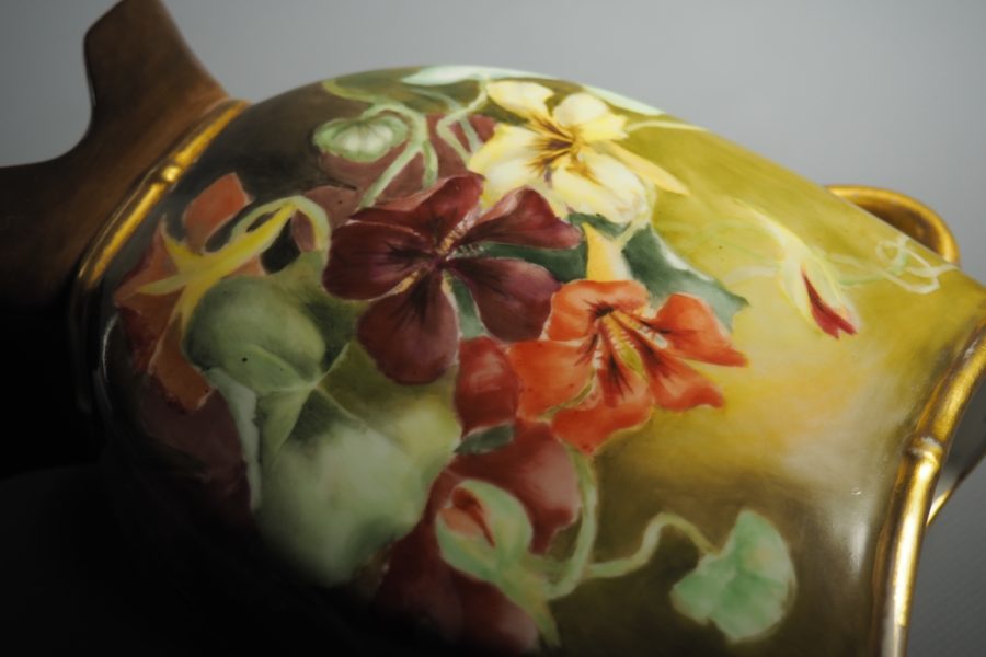 Фарфоровая антикварная ваза Лимож, Martial REDON, фарфор старинный в японском стиле