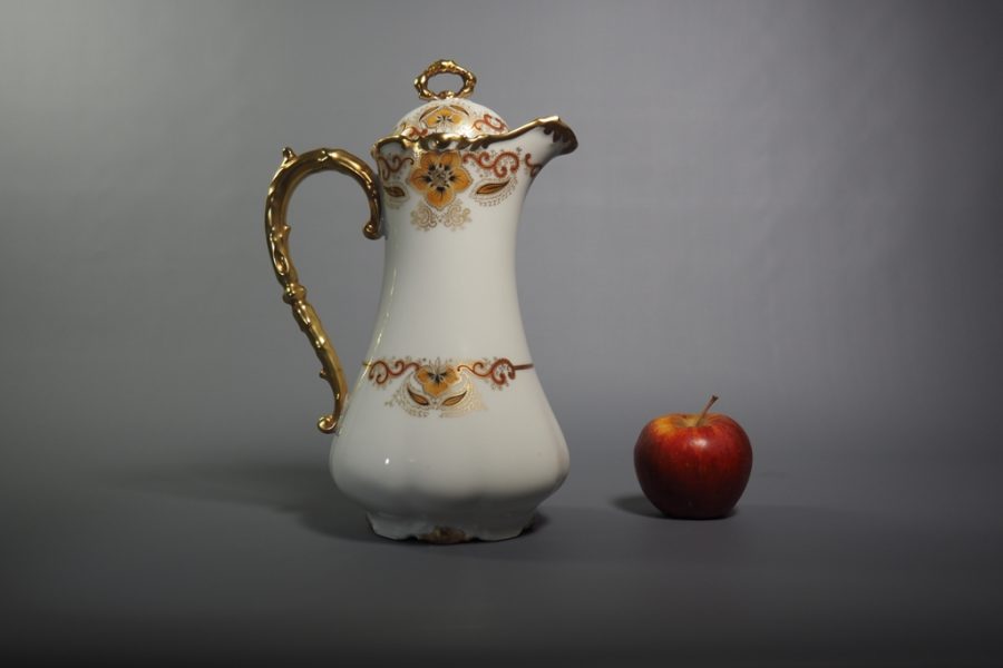 старинный фарфоровый кувшин, антикварный чайник кувшин из фарфора, фарфор Paroutaud Freres