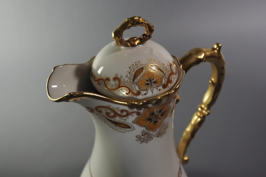 старинный фарфоровый кувшин, антикварный чайник кувшин из фарфора, фарфор Paroutaud Freres