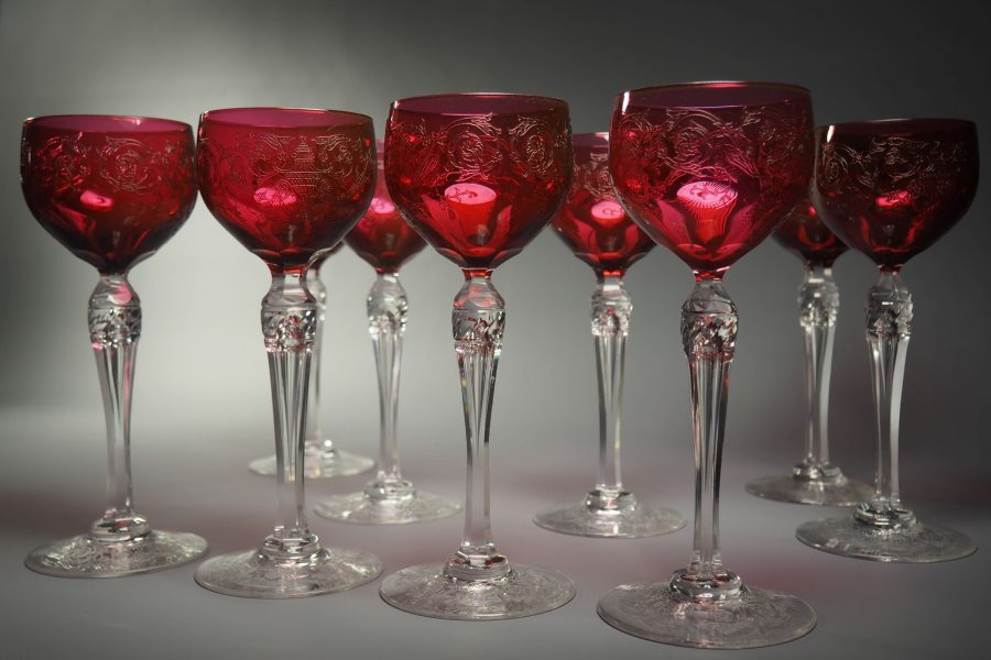 Verres à pied en cristal bicolore