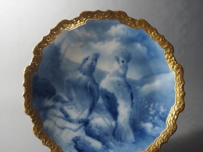 Plat murale Porcelaine Limoges , camaïeu bleu