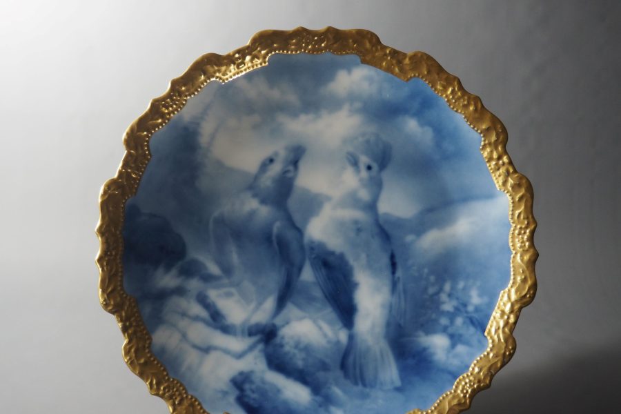 Plat murale Porcelaine Limoges , camaïeu bleu