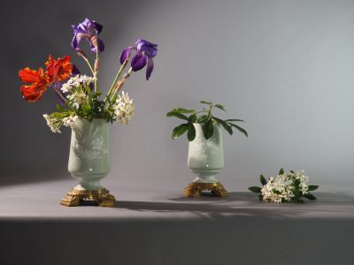 Paire de vases en porcelaine céladon et bronze, France, époque Napoléon III, XIXe siècle.
