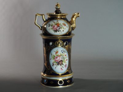 Théière en porcelaine de Paris - cobalt et bouquets - fin XIXe siècle – Image 3