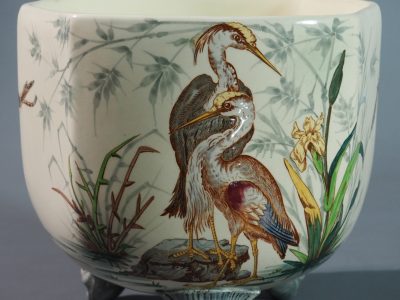 Garniture de cheminée « Hérons » – faïence Keller & Guérin Lunéville