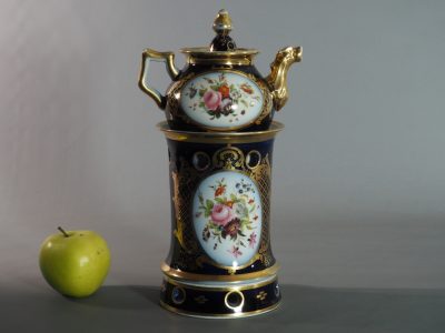 Théière en porcelaine de Paris - cobalt et bouquets - fin XIXe siècle – Image 4