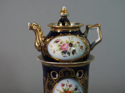 Théière en porcelaine de Paris - cobalt et bouquets - fin XIXe siècle – Image 5