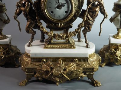 Grande garniture de cheminée - pendule et candélabres, Italie – Image 8