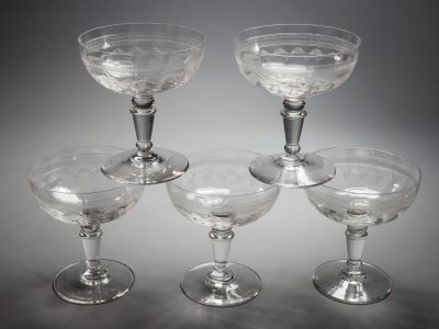 Coupes à champagne cristal gravé France vers 1900 – Image 6