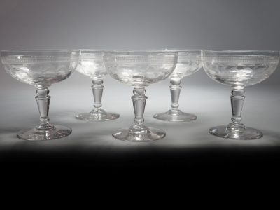 Coupes à champagne cristal gravé France vers 1900 – Image 7
