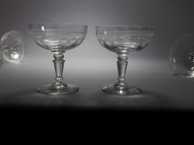 Coupes à champagne cristal gravé France vers 1900 – Image 8