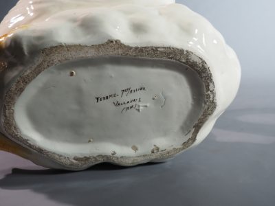 Jardinière « Cygne blanc » – Jérôme Massier, Vallauris, céramique Art nouveau, vers 1890–1900