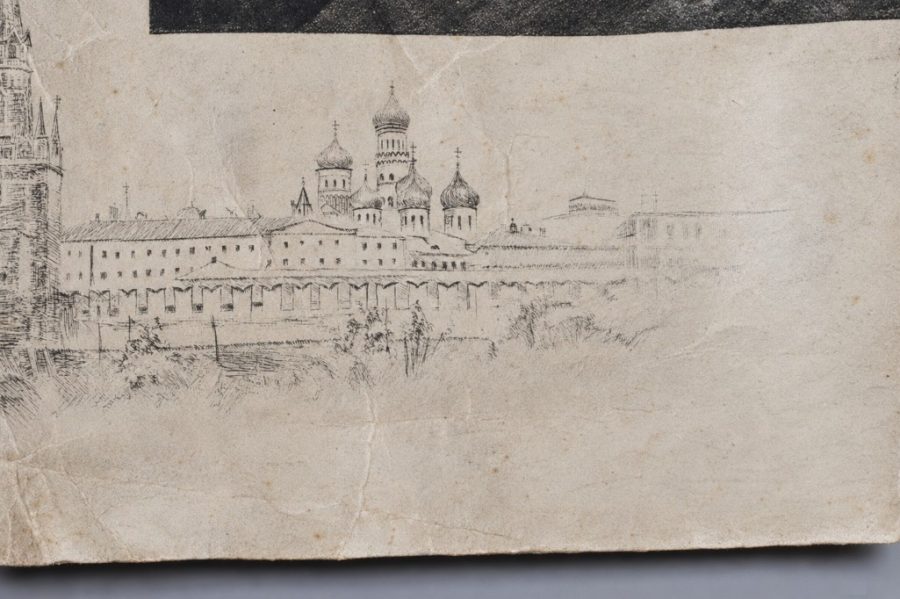 Estampe ancienne «Couronnement de l’empereur Alexandre III et de l’impératrice Maria Feodorovna»